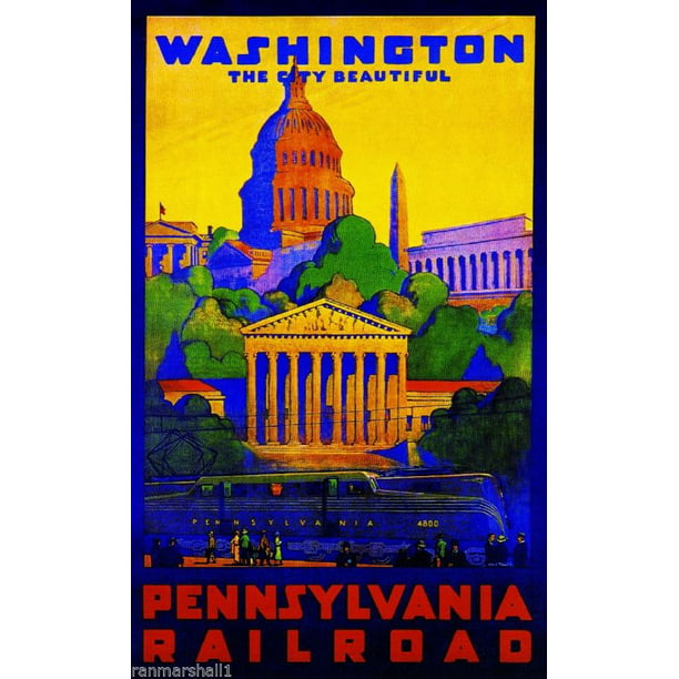 the City Beautiful-Pennsylvania Railroad Washington 24"x36" Railroad Poster